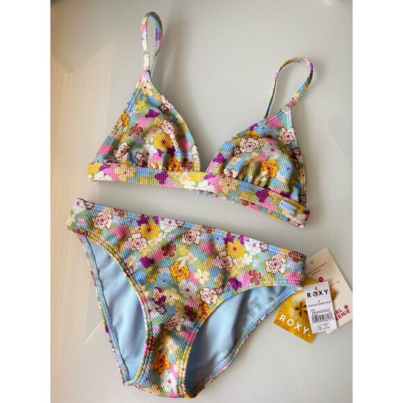 Roxy• Girls Nostalgic Seaside Two Piece Triangle Bikini Set